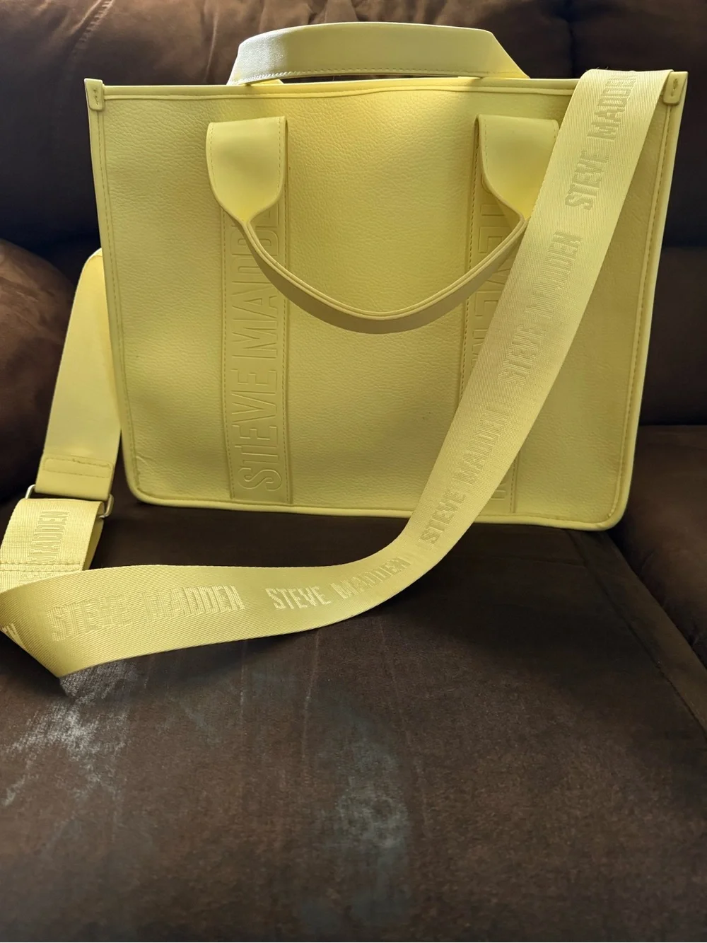 Steve Madden Lemon Yellow Logo Tote